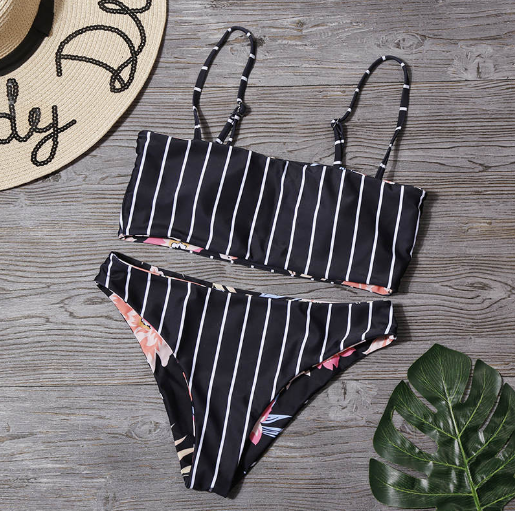 Bikini Reversible Floral/Stripes